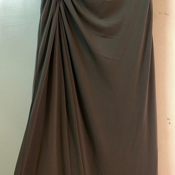 Calvin Klein Grecian Goddess Olive Asymmetrical Draped Gown – Size 8 - Picture 11 of 14